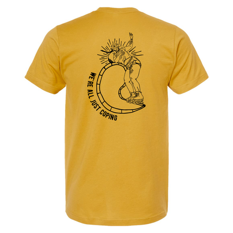Two-Tias x B&T We're All Just Coping Mustard Yellow T-Shirt