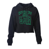 Blood & Thunder Roller Derby Roller Skating Roller Girls from Outer Space B-Movie Horror Font Hoodie Sweatshirt Cropped Crop Top Fleece Independent Crop Hoodie Skatewear Streetwear