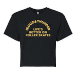 Life's Better on Roller Skates Arch Women's Black Crop Top