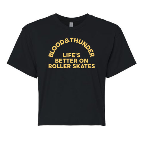 Life's Better on Roller Skates Arch Women's Black Crop Top