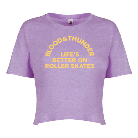 Life's Better on Roller Skates Arch Women's Purple Crop Top