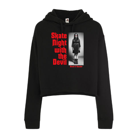 Skate Night with the Devil Cropped Pullover Hoodie