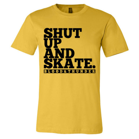 Shut Up and Skate T-Shirt on Mustard Yellow (Wholesale)